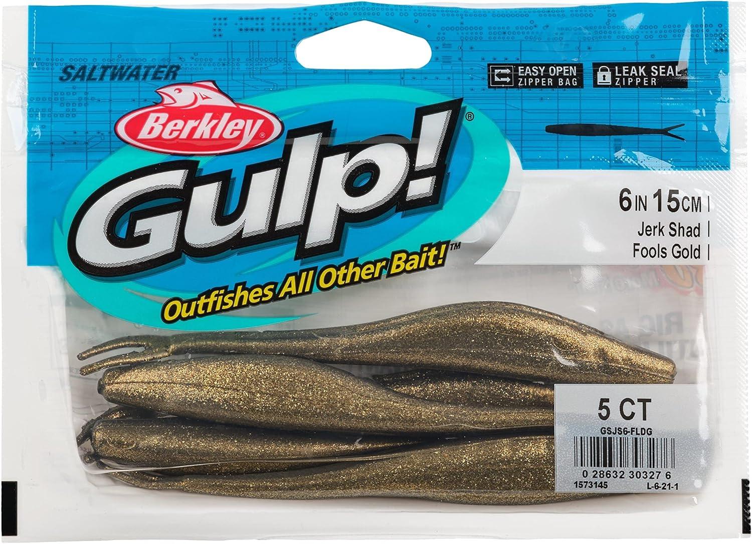 image:imageBerkley Gulp Saltwater Jerk Shad Fishing Soft BaitFools Gold