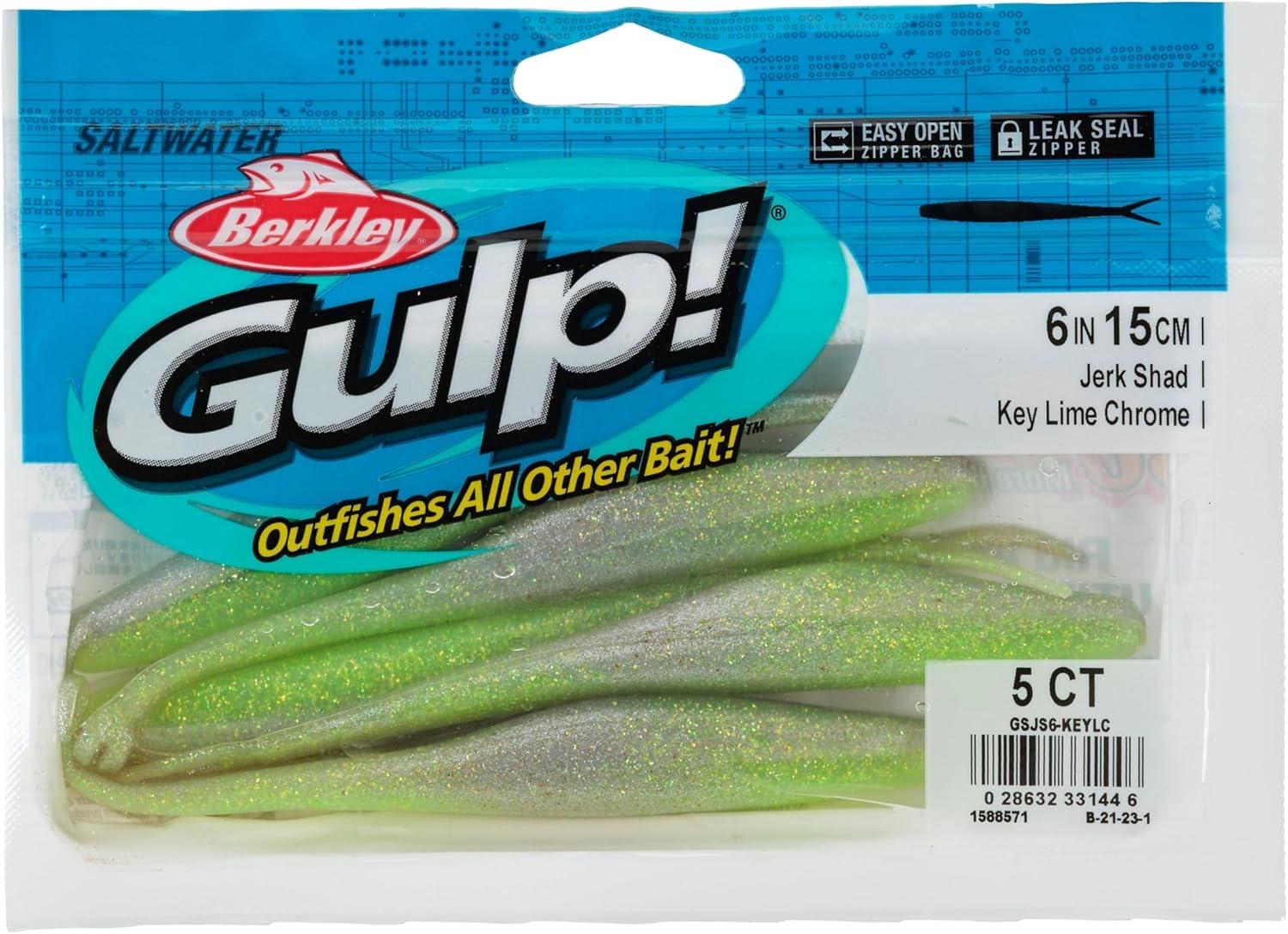 image:imageBerkley Gulp Saltwater Jerk Shad Fishing Soft BaitKey Lime Chrome