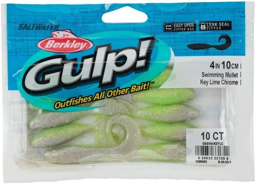 image:imageBerkley Gulp Saltwater Swimming Mullet Fishing Soft BaitKey Lime Chrome