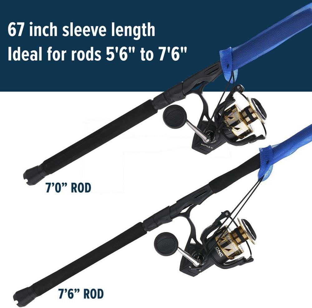 image:imagePenn Premium Fishing Rod Sleeve 67 in Lightweight and Extremely Durable Woven Nylon PET Fishing Rod Cover Reinforced Tip EasyClose Drawstring