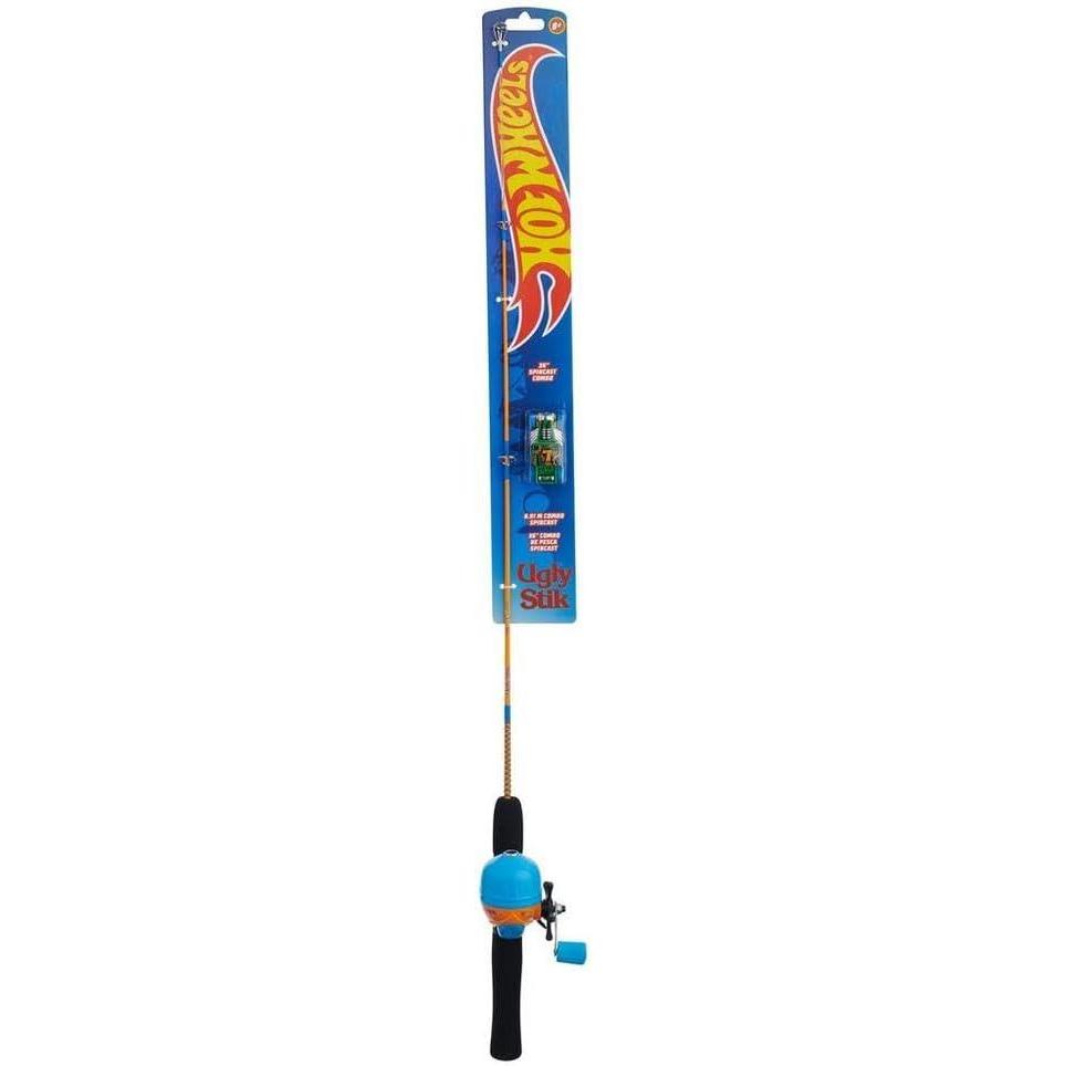image:imageUgly Stik Mattel Hot Wheels 3 Spincast Combo  Kids Fishing Combo Comfortable EVA Handle for Small Hands MultiStop AntiReverse PreSpooled with 4lb Line