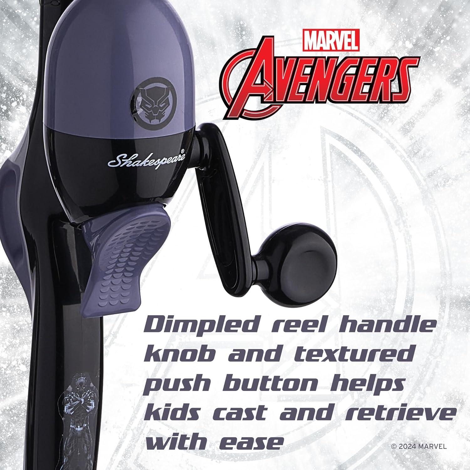image:imageShakespeare Youth Fishing Reel and Rod ComboMarvel Black Panther Beginner