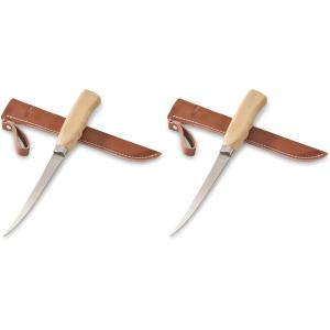 Berkley 6″ Wood Handle Fillet Knife, Includes Sheath and Blade Sharpener, Ergonomic Design, Corrosion-Resistant, Stainless Steel Blade, Ideal Fishing Knife for Cleaning Medium Gamefish(6″ (Pack of 2))