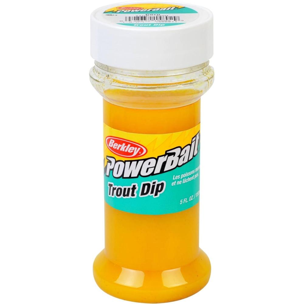 image:imageBerkley PowerBait Trout Dip PowerBait with Corn 5 oz Bottle Unique Dipping System Irresistible Scent amp Flavor Ideal for Rainbow Brown Lake Trout and More